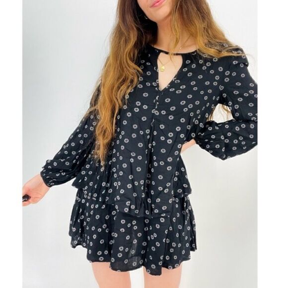 Free People Beck Floral Tiered Dress Women’s Large - Picture 1 of 6